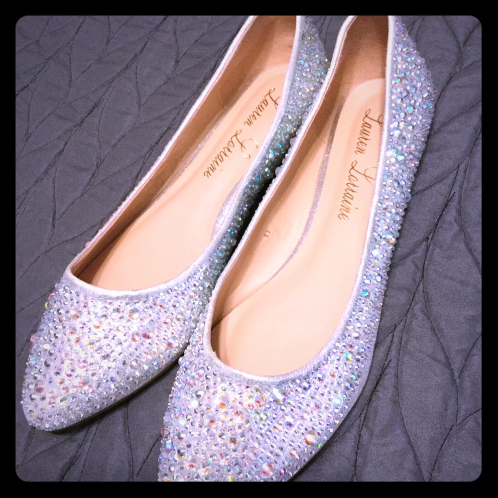 Silver Sparkle Pointed Toe Wedding Flats!!